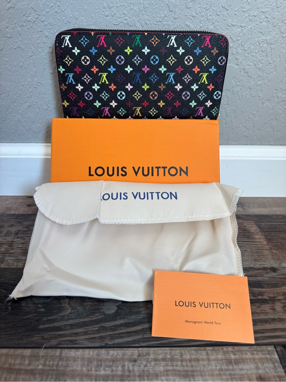 Black Multicolor Monogram Zip Pouch Wallet